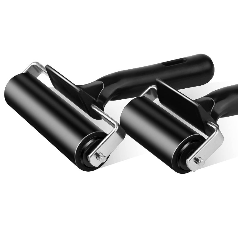 HRLORKC 2Pcs Rubber Roller Brayer Rollers Hard Rubber 4 and 2.2 Inch for Printmaking (Black) by HRLORKCâ€¦ - Image 3